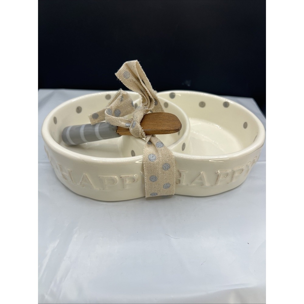 New Mud Pie E2 Home Happy Everything Three-Section Server 42600451